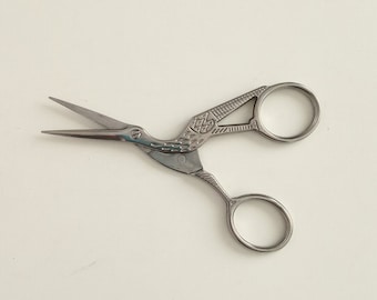 Embroidery Scissors, Stainless Steel Forged, Stork Pattern