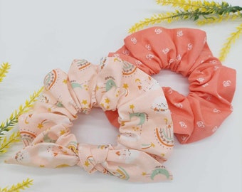 Boho days with bow OR coral OM scrunchy