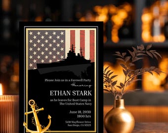 Military Farewell Invitation, Navy Boot Camp, Deployment Party, Retirement (Instant Download)