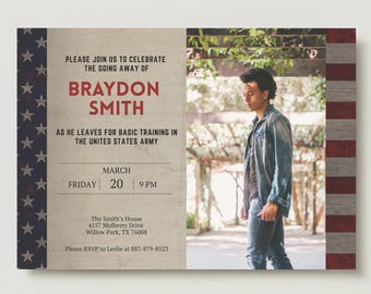 Military Going Away Party Invitation, Military Invite, Basic Training, Deployment Party, Retirement, Boot Camp Farewell (Instant Download)