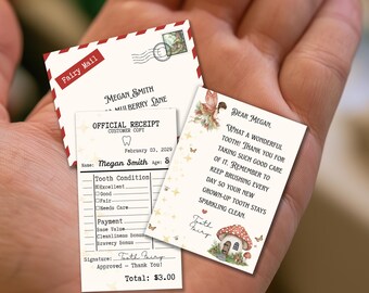 INSTANT EDITABLE Tiny Tooth Fairy letter AND receipt!