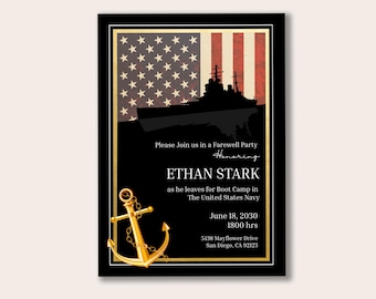 Military Farewell Invitation, Navy Boot Camp, Deployment Party, Retirement (Instant Download)