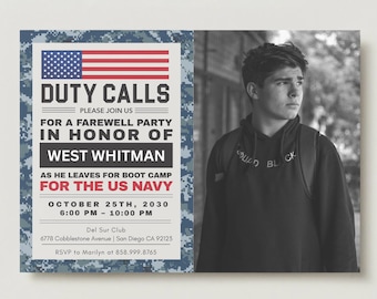Military Going Away Party Invitation, NAVY Send Off Party, Boot Camp, Farewell, Deployment, Retirement NWU 1 (Digital Download)