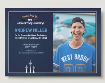 Military Going Away Party Invitation, Send Off Party, Boot Camp, Farewell, Deployment, Retirement, ABU Air Force, Photos (Digital Download)