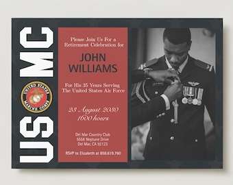 Military Going Away Party Invitation, USMC Send Off Party, Boot Camp, Farewell, Deployment, Retirement, Marines (Digital Download)
