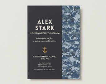 Military Going Away Party Invitation, NAVY Send Off Party, Boot Camp, Farewell, Deployment, Retirement NWU 1 (Digital Download)
