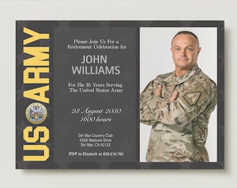 Military Going Away Party Invitation Template, Editable Canva Invite, Army Send Off Party, Boot Camp Farewell, Instant Download