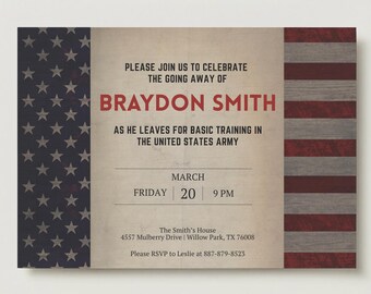 Military Going Away Party Invitation, Military Invite, Basic Training, Deployment Party, Retirement, Boot Camp Farewell (Instant Download)