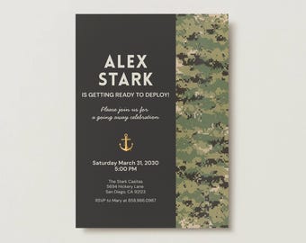Military Going Away Party Invitation, NAVY Send Off Party, Boot Camp, Farewell, Deployment, Retirement NWU 3 (Digital Download)
