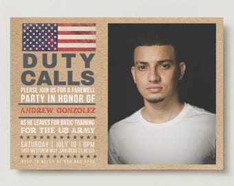 Military Going Away Party Invitation, Military Invite, Basic Training, Deployment Party, Retirement, Boot Camp Farewell (Instant Download)