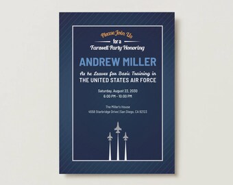 Military Going Away Party Invitation, Send Off Party, Boot Camp, Farewell, Deployment, Retirement, ABU Air Force (Digital Download)