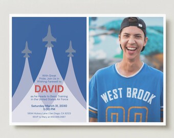 Military Going Away Party Invitation, Send Off Party, Boot Camp, Farewell, Deployment, Retirement, ABU Air Force (Digital Download)