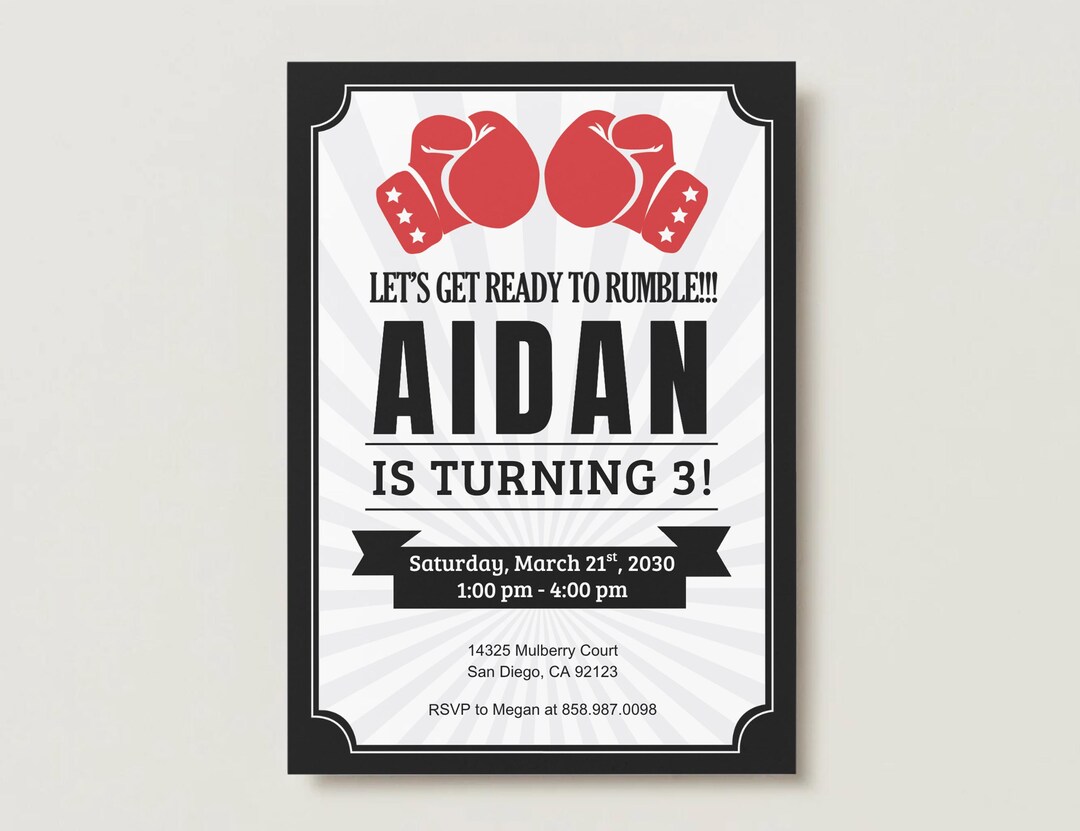 Boxing Birthday Invitation / UFC / First Birthdays / 2nd / 3rd / Older ...