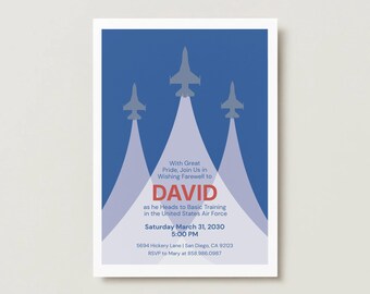 Military Going Away Party Invitation, Send Off Party, Boot Camp, Farewell, Deployment, Retirement, ABU Air Force (Digital Download)