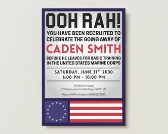 Military Going Away Party Invitation Template, Editable Canva Invite, Marines Send Off Party, Boot Camp Farewell, Instant Download