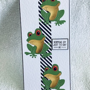Handgemachte Karte... Hopping vorbei, nur um Hallo zu sagen ……Frosch Karte …..Unisex Karte…..Mama…Papa…..Partner……Ehemann…..Nan…..Schwester….Freund… ..Tochter…..