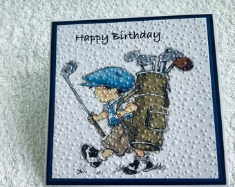 Carte de golfeur ..... Joyeux anniversaire carte.......Fait à la main ....... Carte...... Unisexe...... Papa..... Frère....fils.......Granpa......