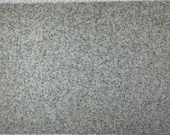 May include: A close-up of a light gray speckled surface. The surface has a fine, even texture.