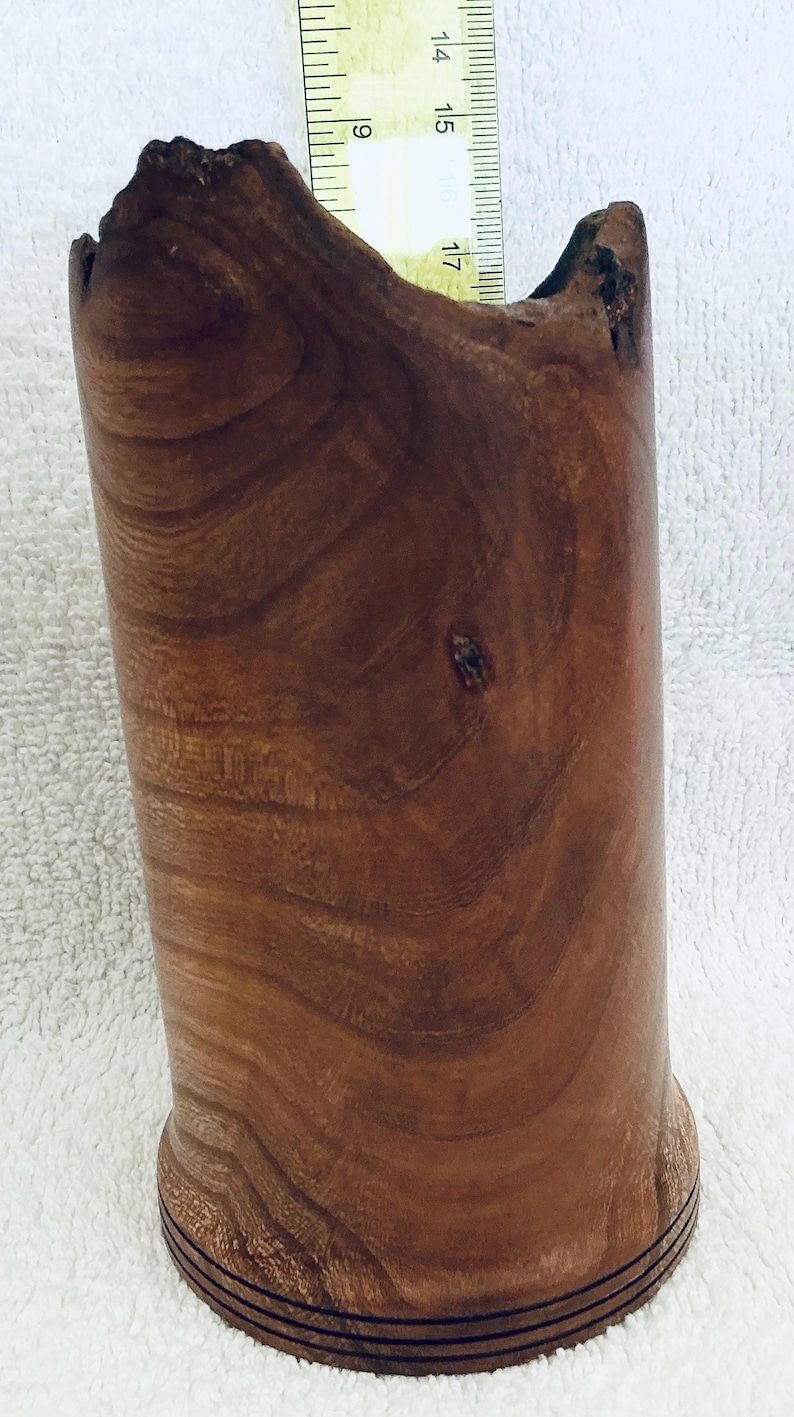 VERY RARE English Burr Eim Wood Vase: Dried Grasses or Artist Brushes image 4