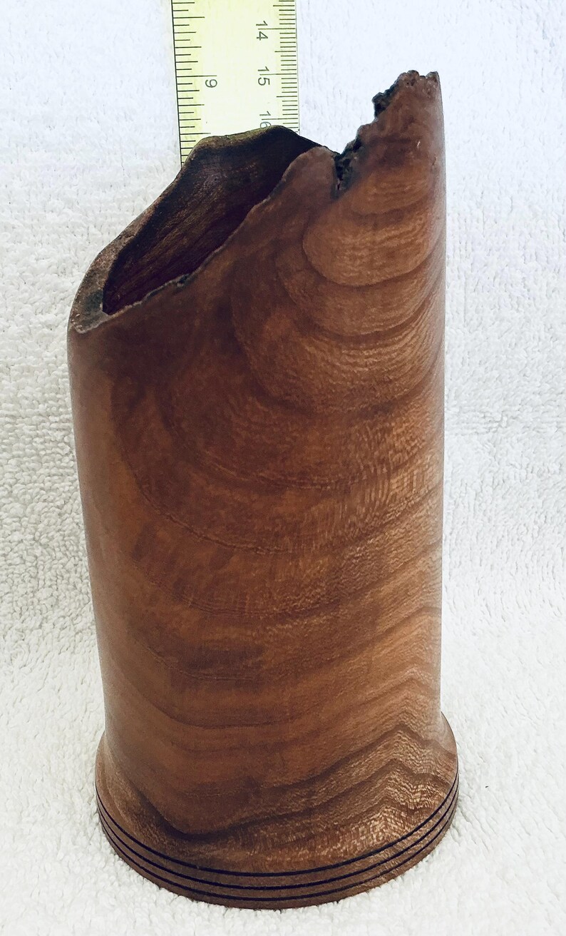 VERY RARE English Burr Eim Wood Vase: Dried Grasses or Artist Brushes image 3
