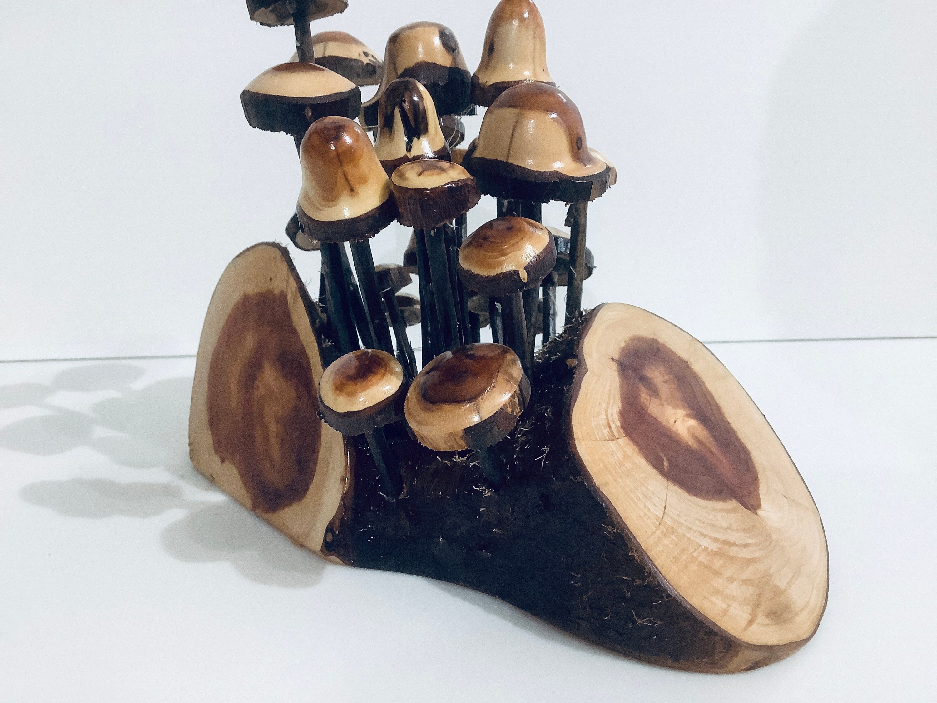 Wooden Turned Mushroom Made From Yew 15 Ornamental Fungi Sculpture
