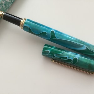 Fountain Pen…..OOAK... Fathers Day Gift.... Hand Turned.....From  Mixed Colour Polished Acrylic.... Black Presentation Box....