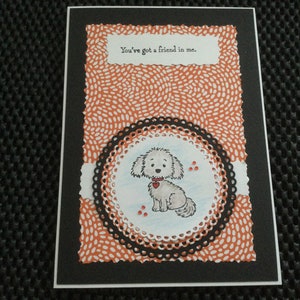 Biglietto fatto a mano.......Biglietto amico......Biglietto cagnolino......Biglietto per la perdita dell'animale domestico.......Biglietto unisex.......