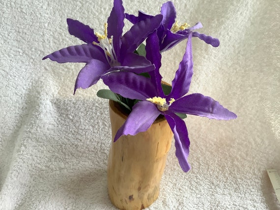 Hand Turned Yew Wood Vase: Dried Grasses or Artist Brushes