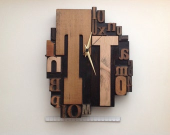 Hand Crafted..... Wooden Typeset Clock....