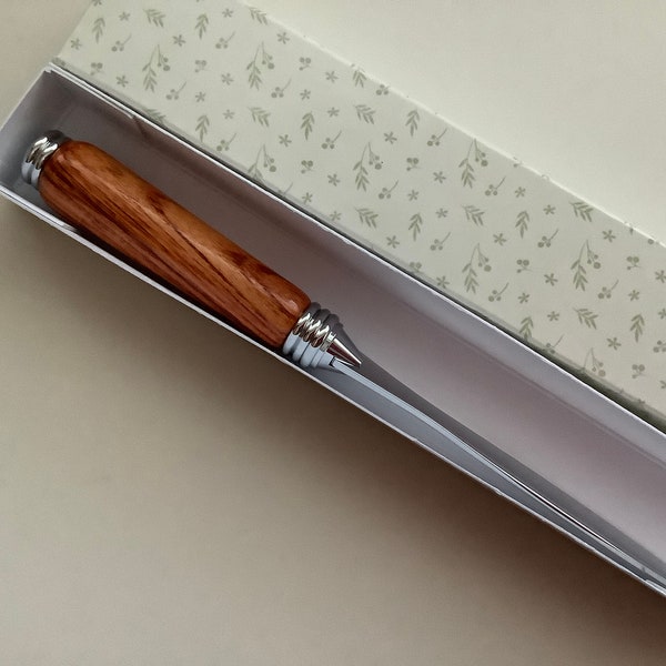 Letter Opener...The Handle is Hand Turned From Tulip Wood…….From North America…….With Silver Colour Metal Fittings