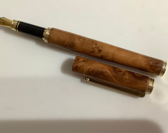 Hand Turned…..Amboyna Burr Wood……From Burma…....Birthday Gift......Wood Fountain Pen...... Presentation Box......Sections Pens and Pencils.