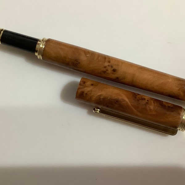 Hand Turned…..Amboyna Burr Wood……From Burma…....Birthday Gift......Wood Fountain Pen...... Presentation Box......Sections Pens and Pencils.