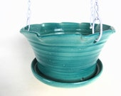 Green Hanging Flower Pot Planter for a container garden, gardener gift, gardening pot or house plant pot 8 Inch by 5 Inch