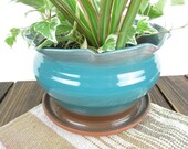 Ceramic planter, pottery flower pot, planter pot for container gardening, gardener gift, outdoor decor, 7 inches wide by 5 inches tall