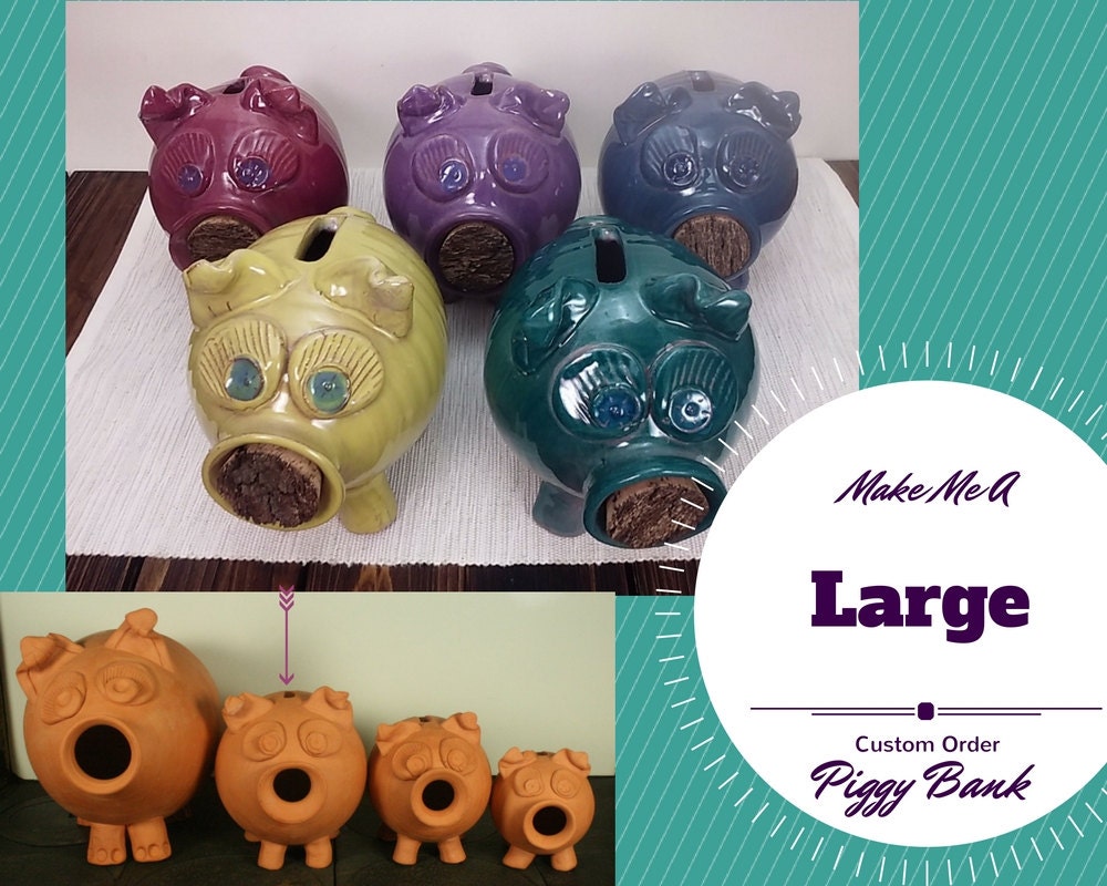 Large custom handmade kids piggy bank piggy bank for boys Etsy