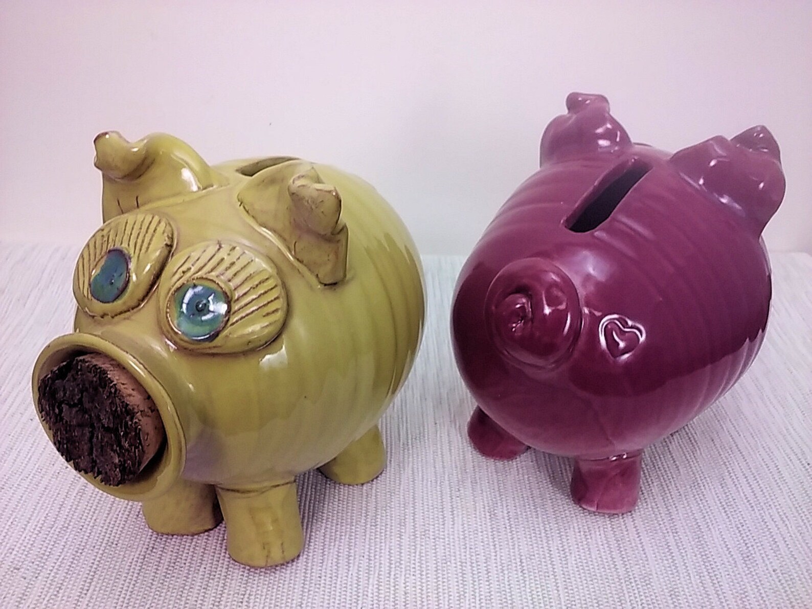 Ceramic Piggy Bank with Cork Nose baby piggy bank keepsake Etsy