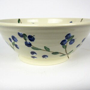 Ceramic bowl with hand painted blueberries, deep pottery serving bowl, 8.5 diameter x 3 high image 3