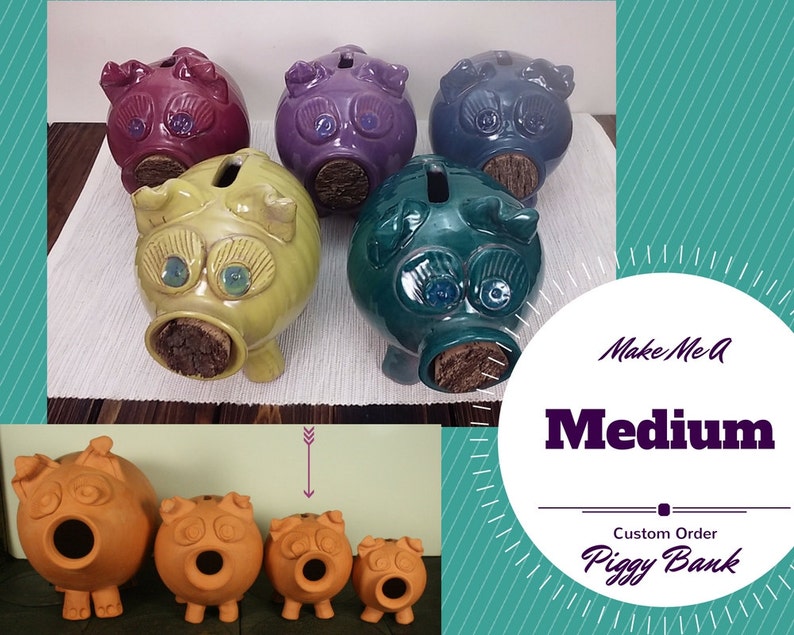Ceramic Piggy Bank with Cork Nose baby piggy bank keepsake Etsy
