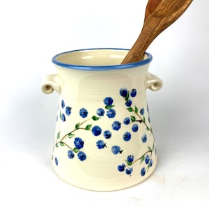 Recipiente de cerámica para utensilios de cocina, ideal para cucharas y utensilios de cocina, hecho a mano, listo para enviar.