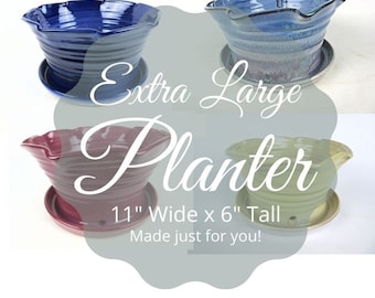 Maceta personalizada extragrande, maceta de arcilla, maceta de regalo, maceta para plantas de interior, maceta para jardín de hierbas, 11 pulgadas de ancho