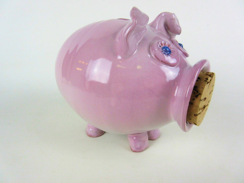 Ceramic Piggy Bank with Cork Nose baby piggy bank keepsake Etsy