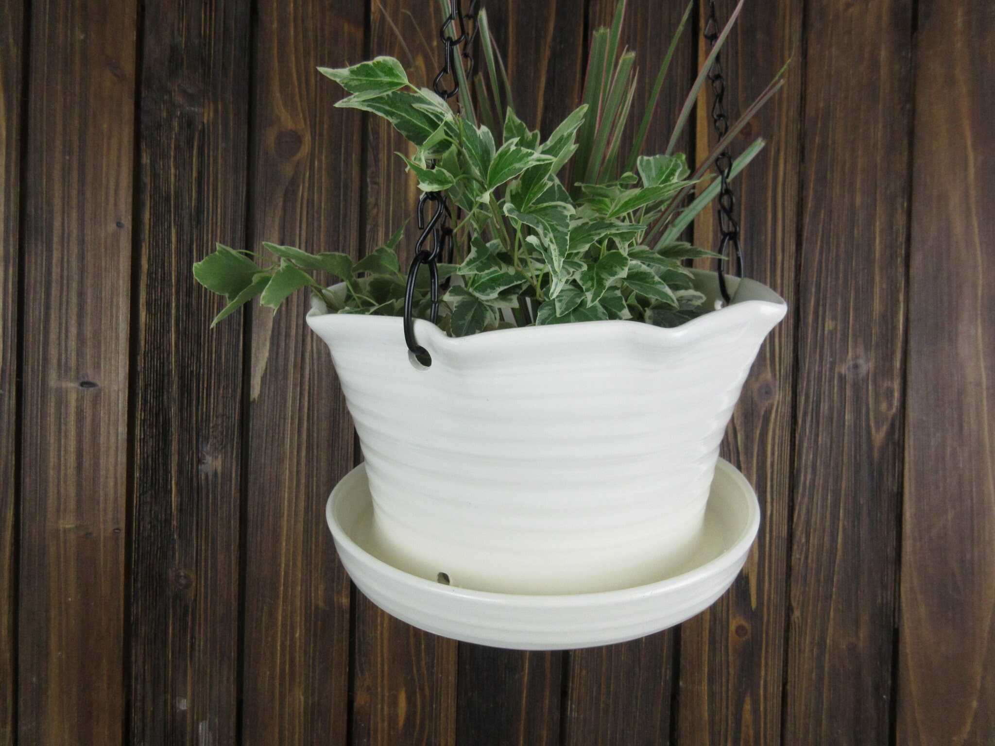 Ceramic Hanging Planter Indoor With Drainage Holes, Pottery Flower Pot With Drip  Tray Gardening Gift 7.5 Inch by 5 - Etsy