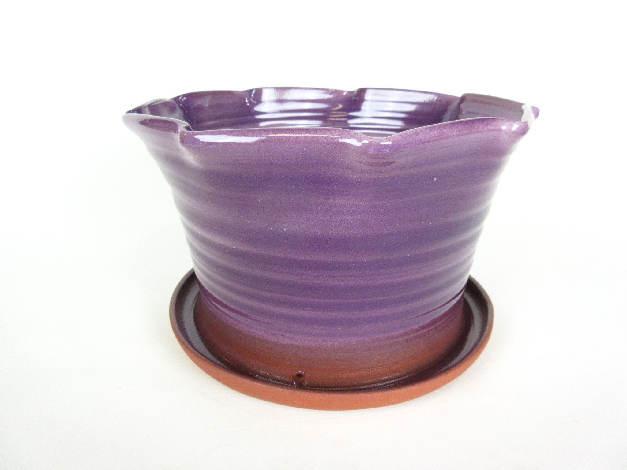 Large purple ceramic Pottery flower pot ceramic planter 9 Etsy