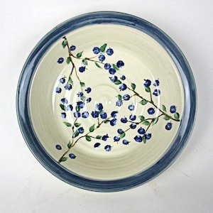 Hand-painted Blueberry pie plate, pie plate deep dish pie plate, pottery pie plate, ceramic pie plate pan, casserole dish
