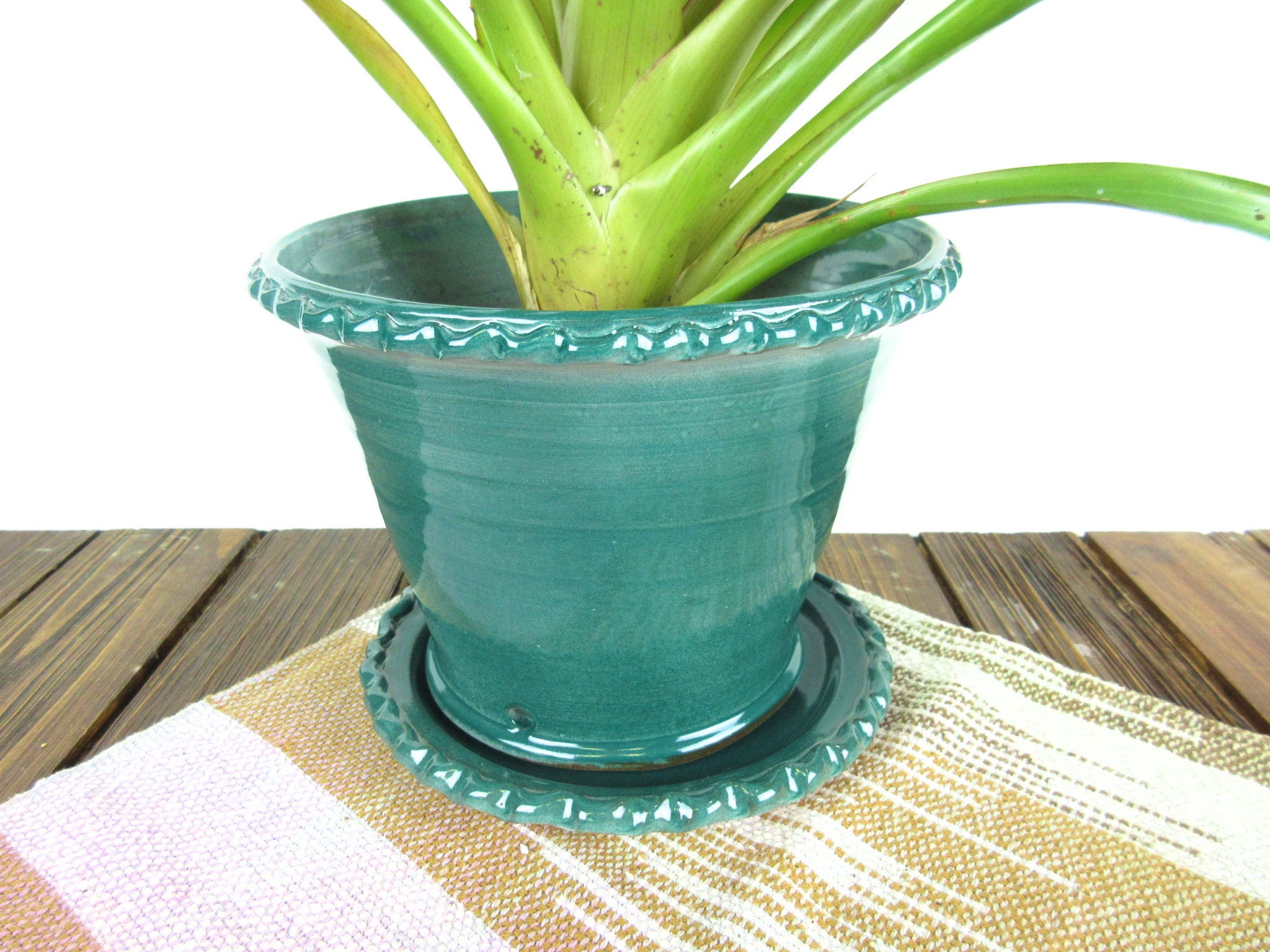 Large Ceramic planter teal blue flower pot terracotta pottery Etsy