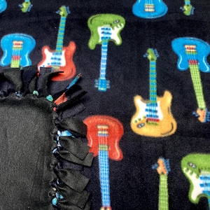 Guitar Fleece Blanket/ No Sew Fleece Blanket/Music Fleece Blanket/ Large