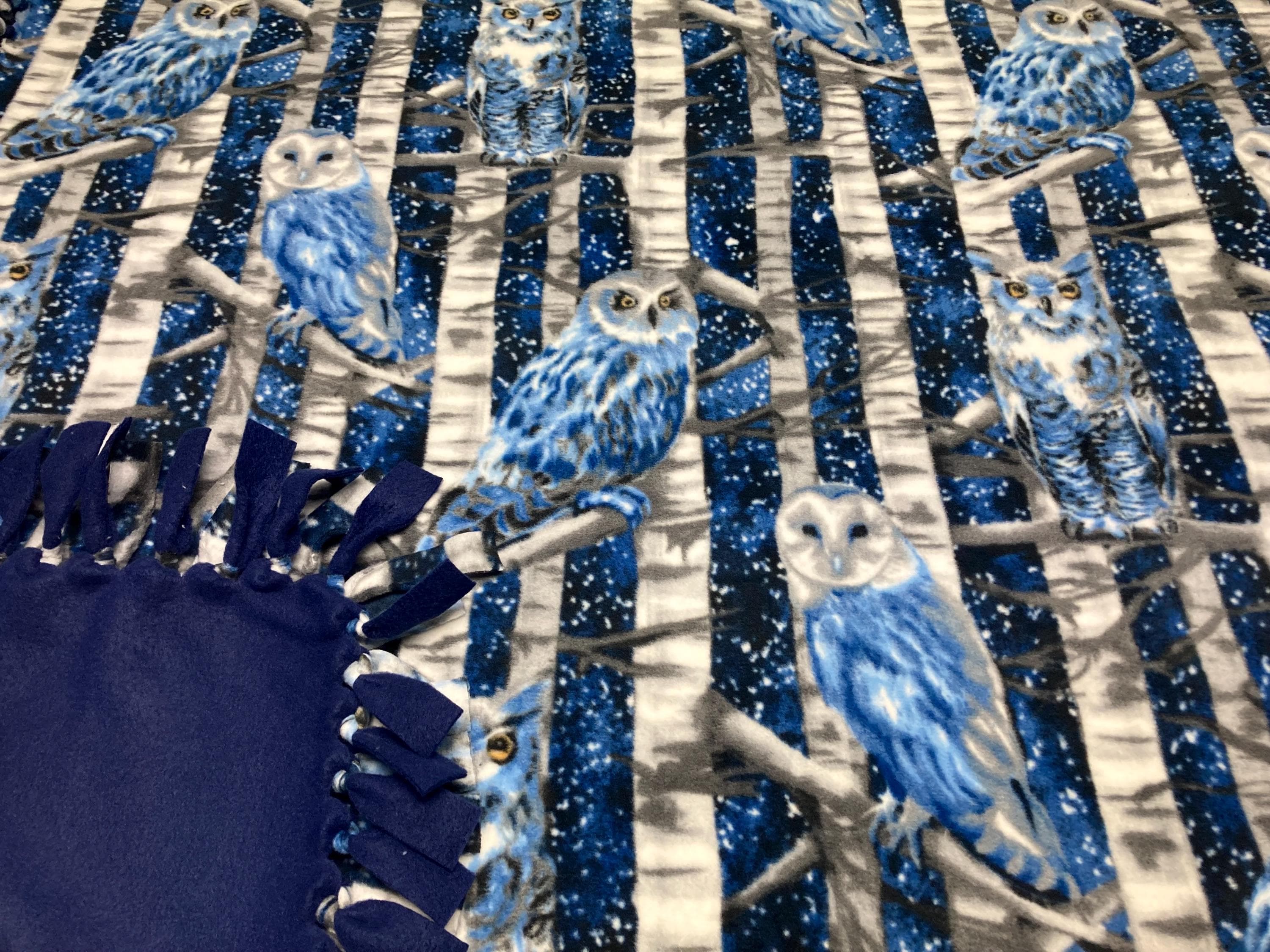 Owl Blanket/ No Sew Fleece tie Blanket/ Large Fleece Blanket