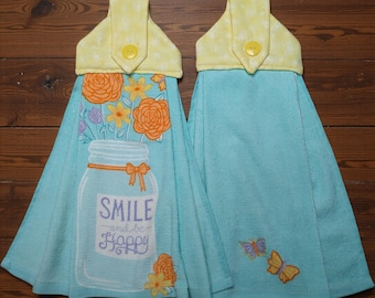 Flower Hanging Kitchen Towels, Set of 2