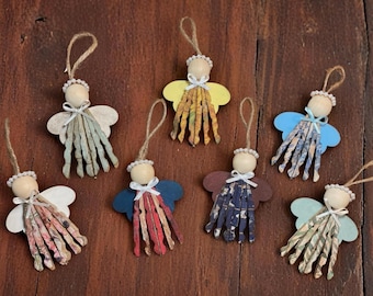 Rustic Clothespin Angel Ornament: Primitive Decor