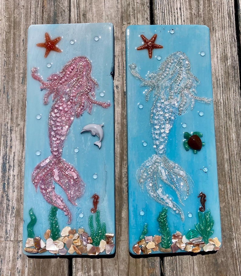 Mermaid Wall Art: Rustic Reclaimed Wood Coastal Decor - Etsy
